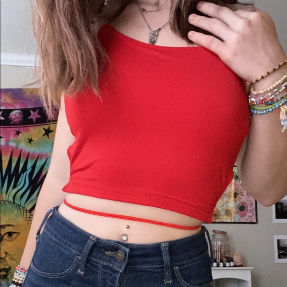 Red Cross back crop top - Picture 1 of 2